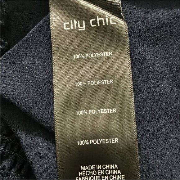 2/$50 City Chic Womens Plus Navy Ruffled Sheer Peplum Top Size XXL/24 NWT - Picture 5 of 7